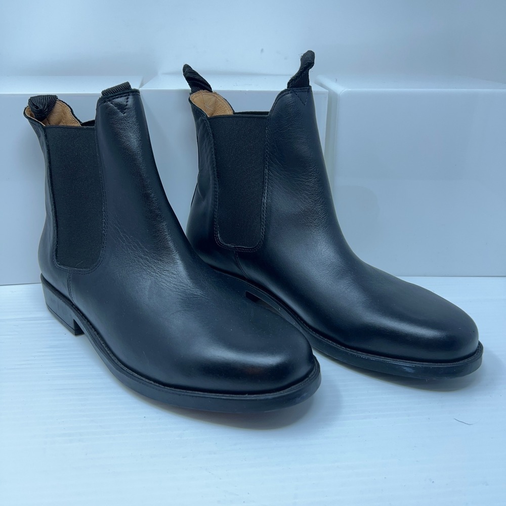 Unbranded Mens 42 (US 9)  Black Leather Elastic Ankle Chelsea Boots New